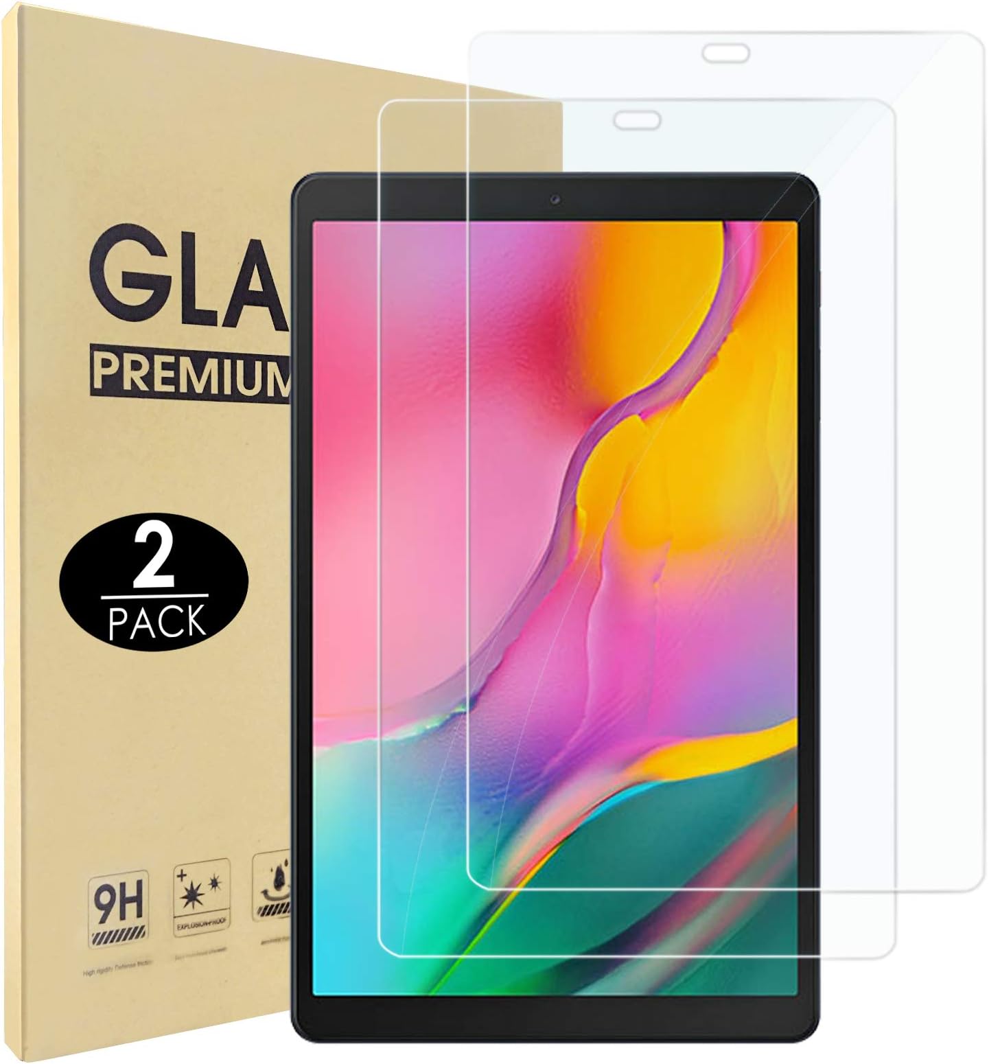 Hianjoo Screen Protectors [2-Pack] Compatible with Samsung Galaxy Tab A 10.1, [HD Clarity] [9 Hardness] Tempered Glass Replacement for Samsung Galaxy Tab A 10.1 Inch (2019) SM-T515
