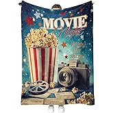 Hohoto Movie Theater Popcorn Blanket Cinema Gifts for Men Women Boys Adult Teen Kids Birthday for Mom Dad Husband Fathers Day Presents Camera Movie Room Decor Throw Blankets 50"x60"