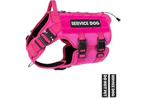 PETNANNY Tactical Dog Harness - Service Dog Harness Emotional Support Dog Vest for Medium Large Dogs, No Pull ESA Dog Vest with Hook & Loop, Working Molle Vest for Training Huntin(Pink,XL)