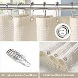Waterproof Narrow Shower Curtain 92x182cm Cream with Hooks view 4