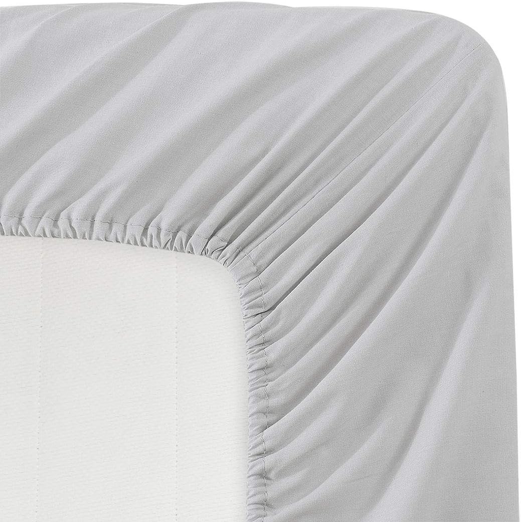 Basic Choice Solid Color Microfiber Deep Pocket Fitted Sheet, Standard 100 by Oeko-Tex, Size Twin, Gray