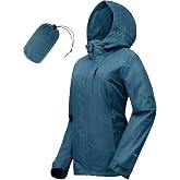 33,000ft Packable Rain Jacket for Women Waterproof Raincoats with Hood | 10000mm H₂O, Lightweight, Breathable, Mesh Lining, Underarm vents, Adjustable Hood, Cycling, Bike, Hiking, Windbreaker