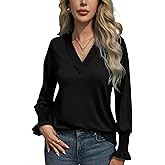 GraceSelect Womens T-Shirts Long Sleeve Tops V Neck Blouses Dressy Business Casual Fall Fashion 2026 Trendy Outfit