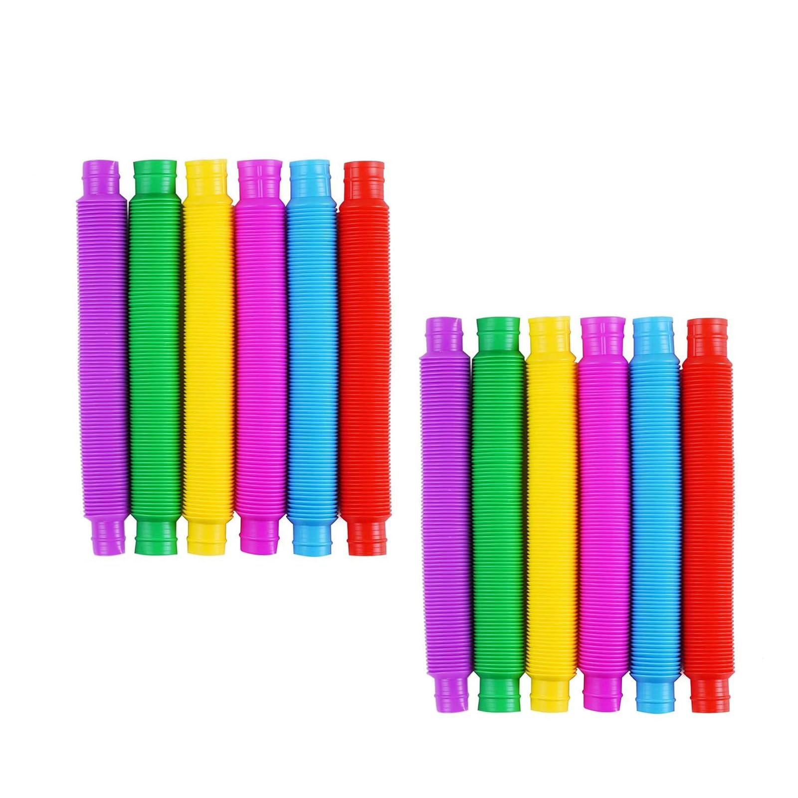 12-Pack Large Pop Tubes Sensory Fidget Toys for Kids & Adults | Autism, Special Needs & ADHD | Anxiety & Stress Relief, Bendable DIY Tubes