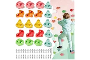 SREHRLY 20 PCS Rock Climbing Holds for Kids, Extra Large Climbing Rock Wall Grips, Adult Rock Wall Holds Rock Wall Climbing Kit with Hardware for Indoor and Outdoor Climbing Wall Holds（Pastel Color）