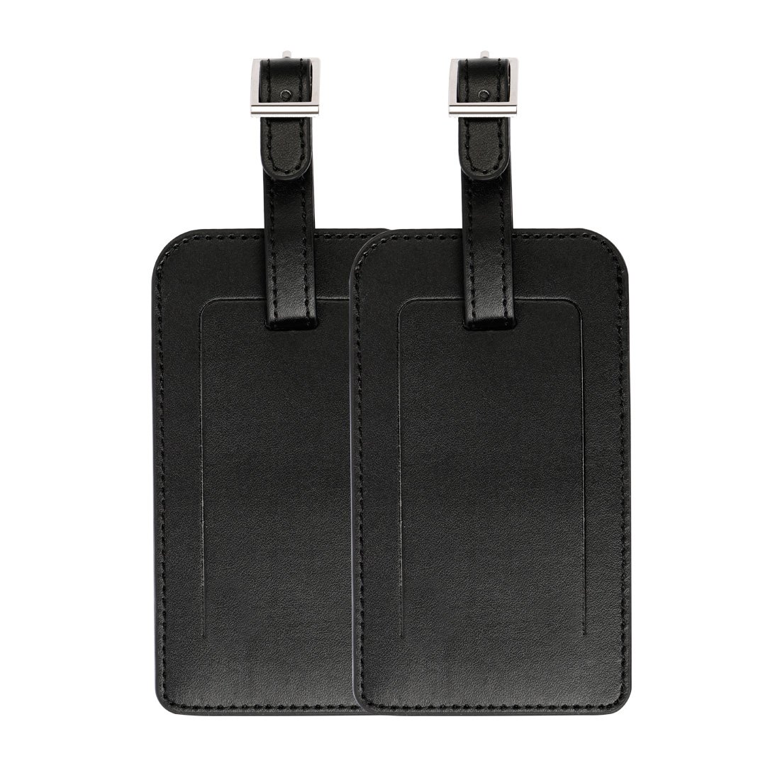 sourcingmap Luggage Tags,PU Leather Travel Tags Luggage Identifier Name Holder Address ID Labels for Baggage Suitcases(2 Pack,Black)