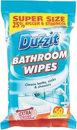 Duzzit Bathroom Wipes Pack of 50 Blue - Extra Strong Cleaning Wipes view 1