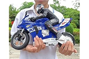 Remote Control Motorcycle, High Speed Self Balancing Single Wheel Stunt RC Motorcycle, 1/6 Scale 360° Rotating LED Flashlight