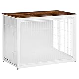 DWANTON Dog Crate Furniture with Cushion, Wooden