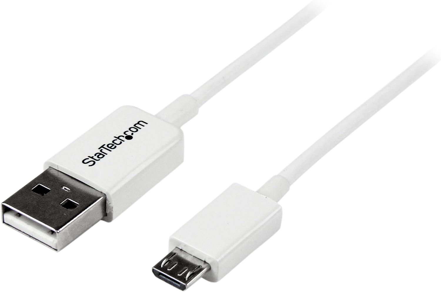 StarTech.com USBPAUB1MW 3.3 ft (1 m) USB to Micro USB Cable, USB 2.0 A to Micro B, White, Micro USB Cable