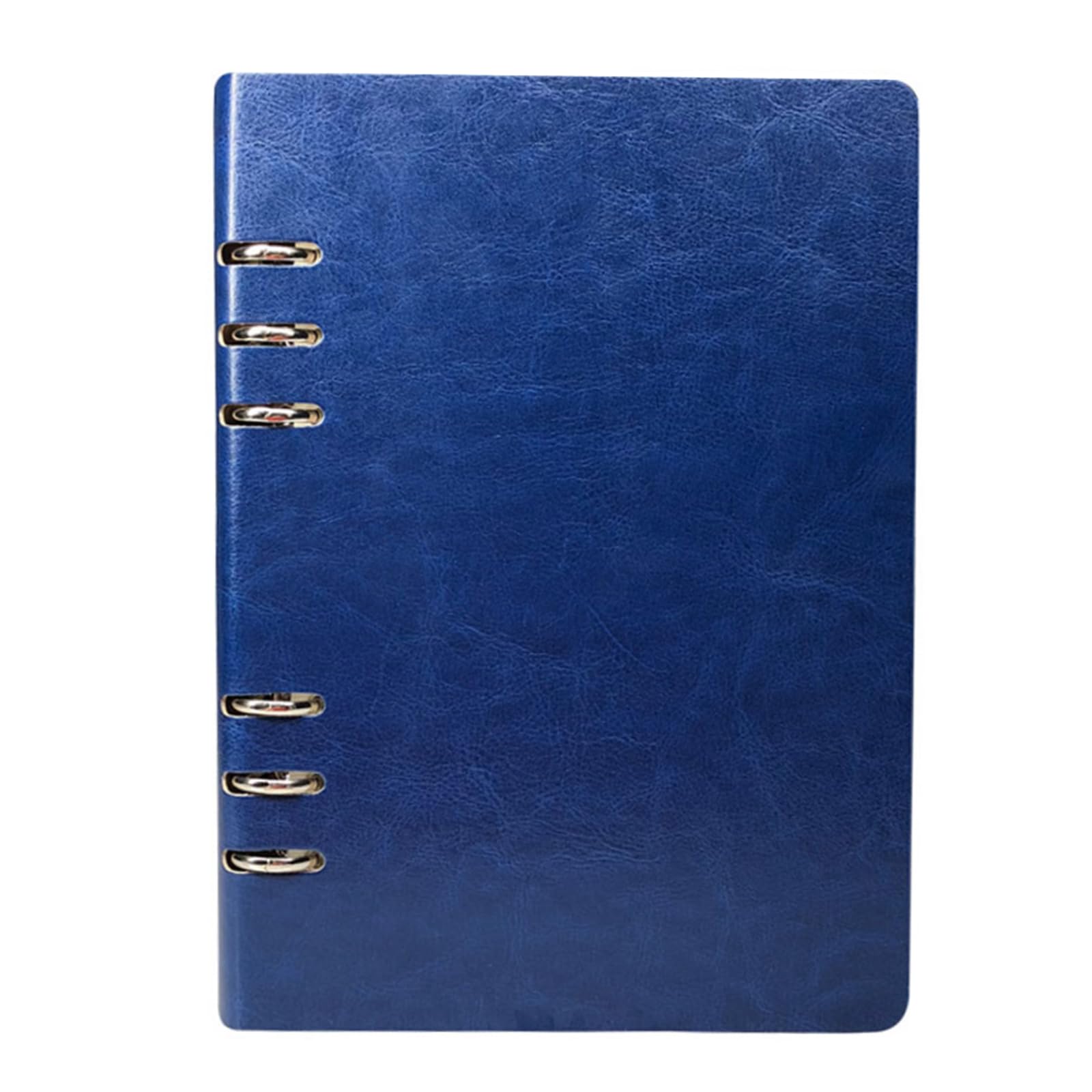 SEIWEI (Dark blue) A5 Size (17x23cm/6.6x9inch) Leather Ring Binder Notebook Refillable Stainless Steel Cut-Out Notepad, 100 Pages Waterproof Easy-Open