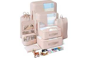 Veken 8 Set Packing Cubes, Gifts for Women Mom Her, Christmas Personalized Cruise Ship Travel Essentials Accessories for Beach Vacation, Suitcase Organizer Bags for Luggage with Hanging Toiletry Bag