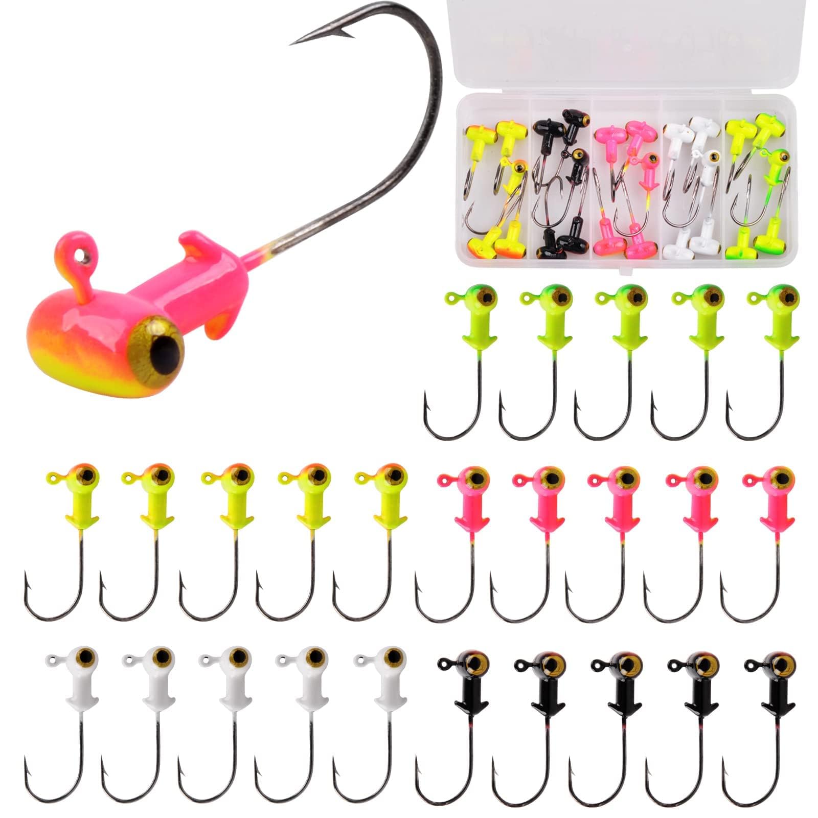 Fishing Jig Heads Fishing Hooks Football Jig Heads Kit Fishing Accessories for Bass Crappie Trout Walleye Panfish 3.5/5/7g (7g-25pcs)
