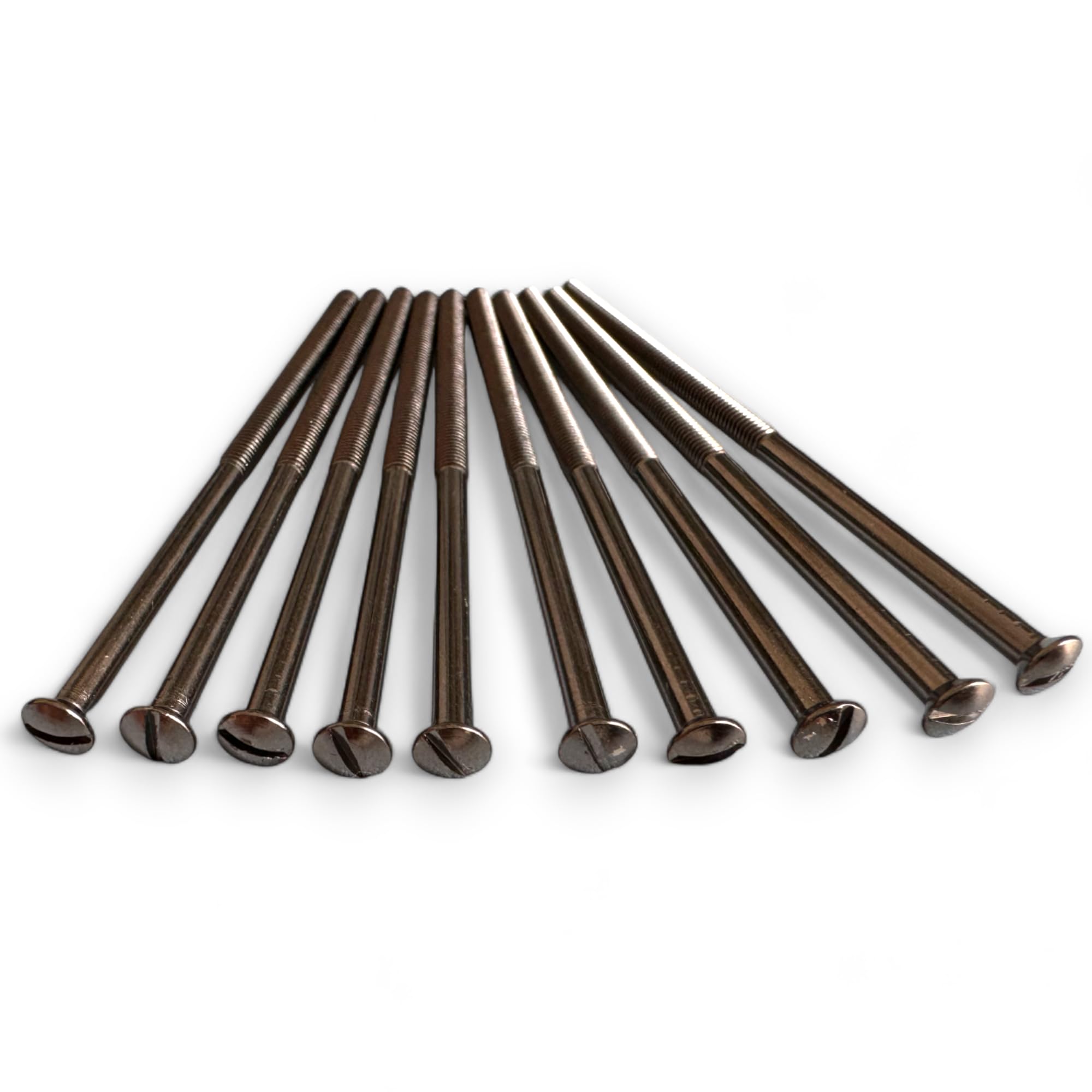 10 Pack M3.5 Black Nickel Electrical Screws - 75mm Long Flat Head Half Threaded Bolt for Sockets, Plugs, Switches, Fixings