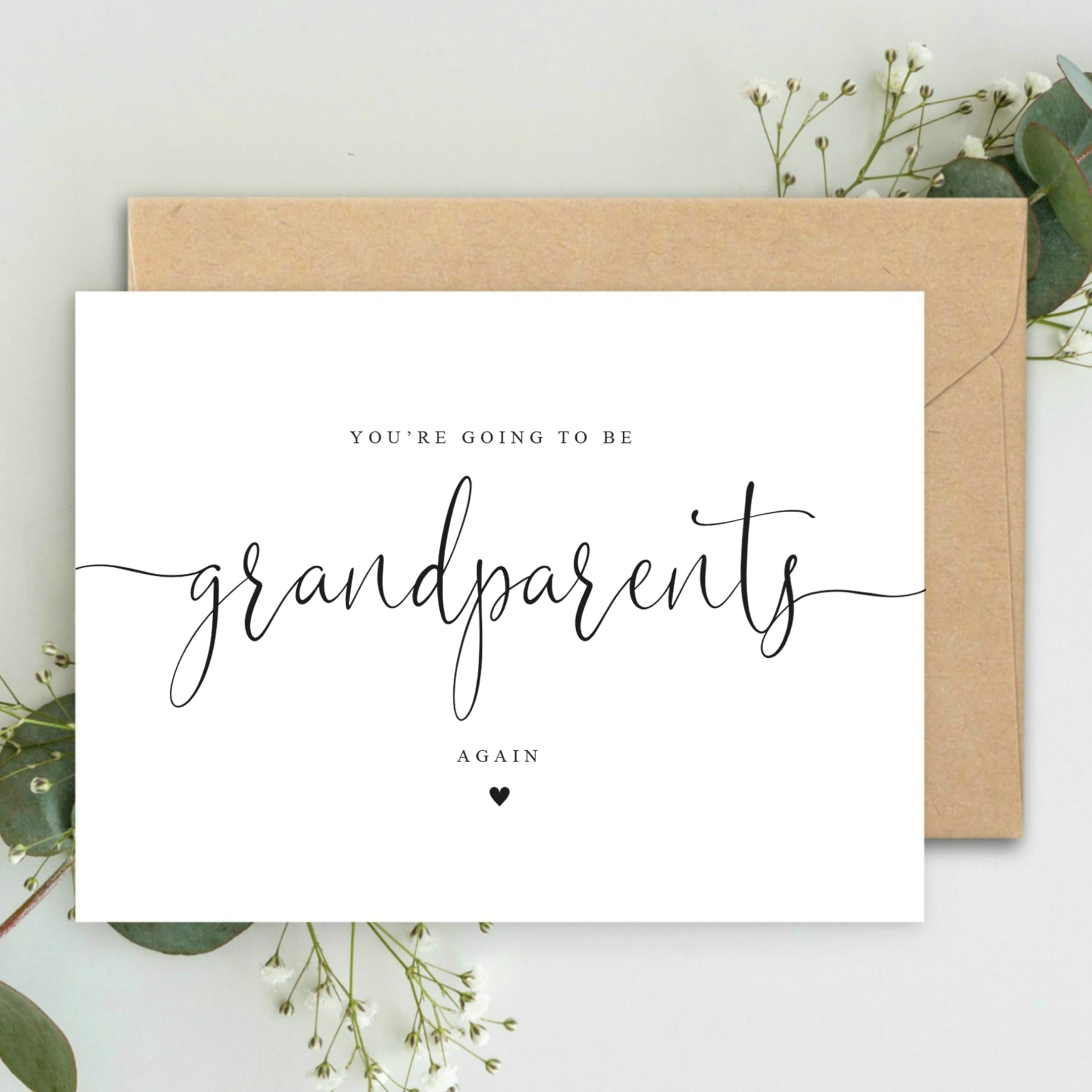 You're going to be Grandparents AGAIN A5 Card & envelope, You're being promoted to grandparents Again card Typography Card, Pregnancy Reveal