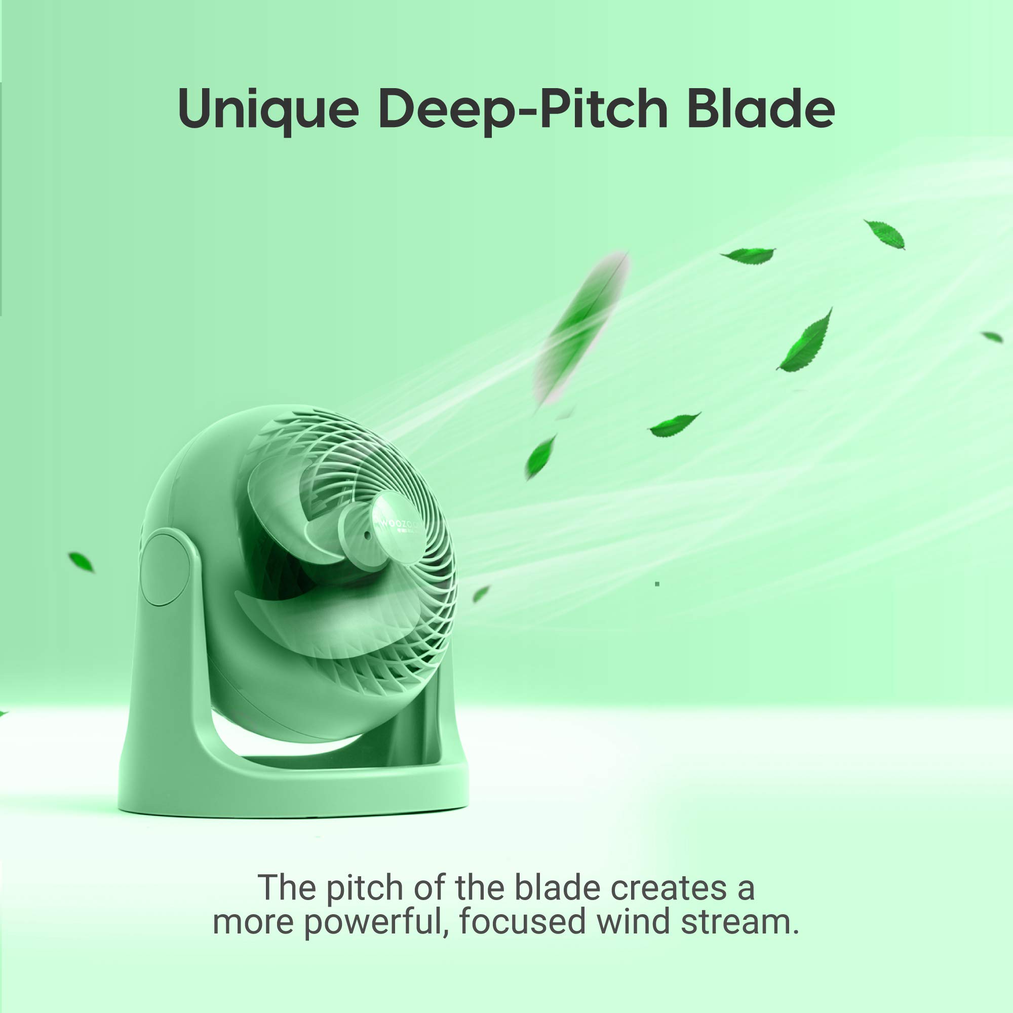IRIS USA WOOZOO Desk Fan, Oscillating Table Air Circulator, 3 Speeds, 52ft Max Air Distance, 360° Adjustable Tilt, 30db Low Noise Motor, Small Fan for Bedroom, Office, Dorm, Green