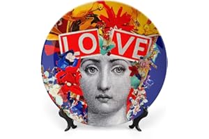 SPDIUV Lina Cavalieri Plate, Wall Decorative Plate, Mysterious Face Plate Wall Hanging Decoration,Including Bracket and Special Spring Hook,J (18),10inch
