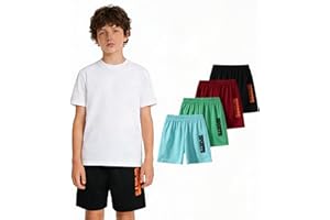 Boys' 4 Piece Quick Dry Mesh Athletic Shorts Print Lightweight Summer Sports Shorts for Active Boys 3-10Y