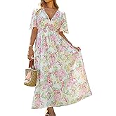 Flessibili Womens V Neck Flutter Sleeve Boho Midi Dress Summer Wedding Guest Beach Party Long Dresses