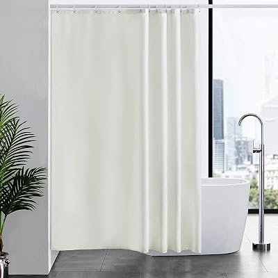 Furlinic Beige Shower Curtain Extra Large 72 x 78 inch with 12 Rings Waterproof