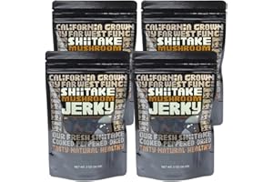Far West Fungi Shiitake Mushroom Jerky 4-pack Mushroom Jerky. Vegan, Gluten-Free