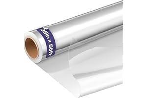 VOLILA Clear Cellophane Wrap Roll (35in x 50ft) - Folded Cellophane Wrap for Gift Baskets, Cellophane for Flowers Bouquets