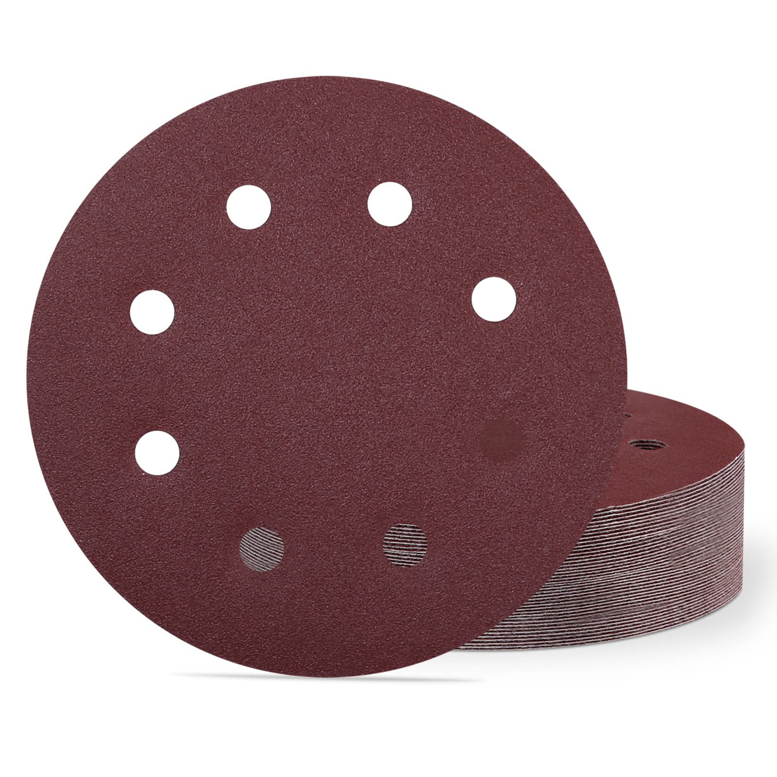 40Pcs Hook & Loop Sanding Discs 180mm Sandpaper 120 Grit for Long Neck & Drywall Sanders, 7 Inch 8 Holes Abrasive Sanding Pads for Wall, Wood, Metal & Plaster Sanding — image 1