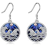 YFN Ocean Wave Dangle Earrings for Women Sterling Silver Abalone Shell Beach Jewelry for Women Sea Gifts (Abalone)