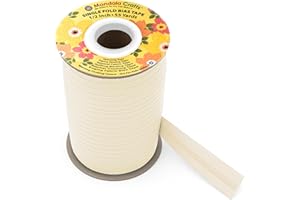 Mandala Crafts 1/2 Inch Single Fold Bias Tape for Sewing, Quilting, Piping, Hemming, Blanket & Quilt Binding – 55 Yards Cream Fabric Seam Binding Tape