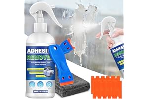 Adhesive Remover, Glue Remover with Plastic Razor & Towel, 300ml Sticker Removers for Removing Tapes, Labels, Gum and Residue