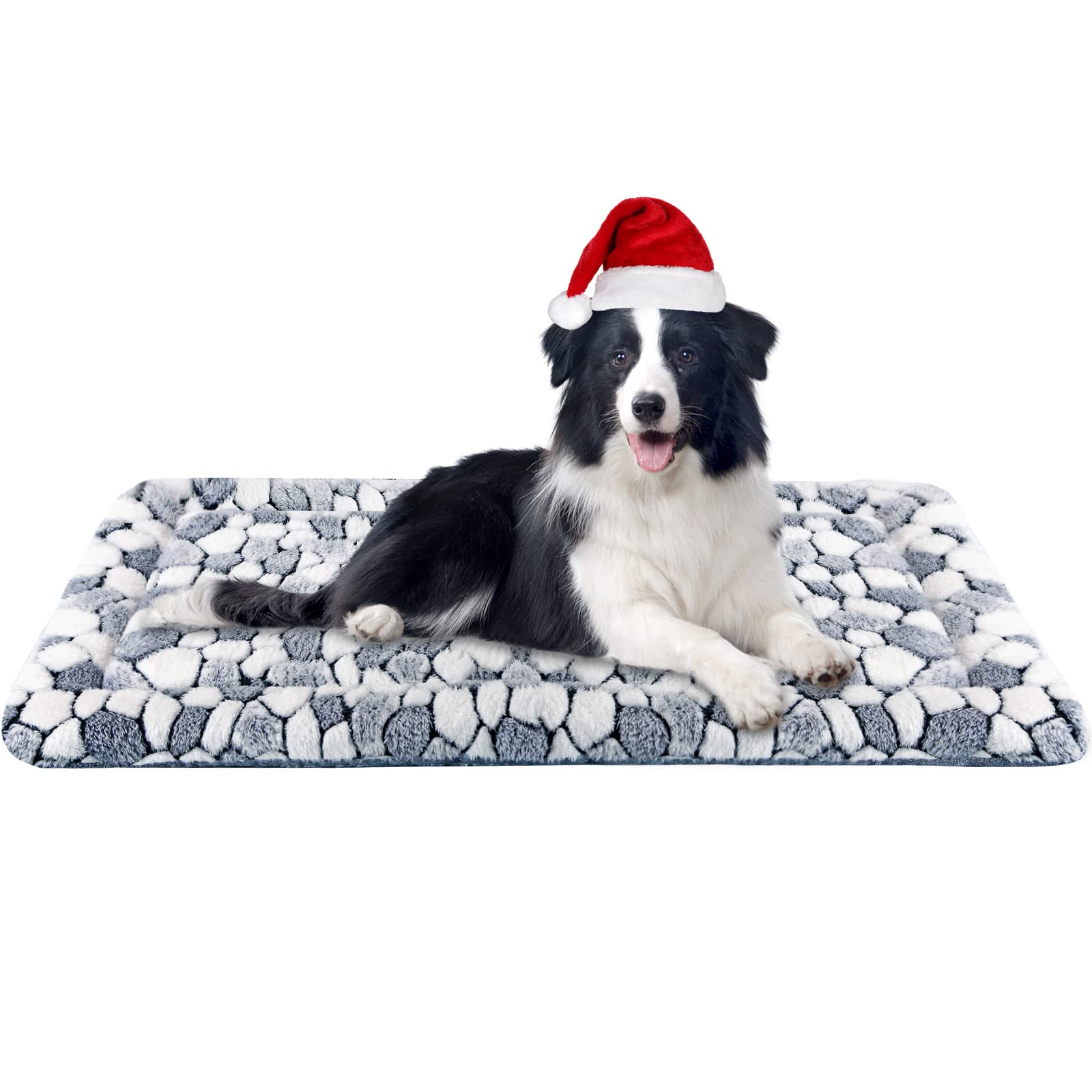 VANKEAN Stylish Dog Crate Pad Bed Mat Reversible (Cool & Warm), Soft Pet Sleeping Mat Dog Bed for Crate Suitable for Small to XX-Large Dogs and Cats, Machine Washable Crate Beds,Grey Stone Pattern
