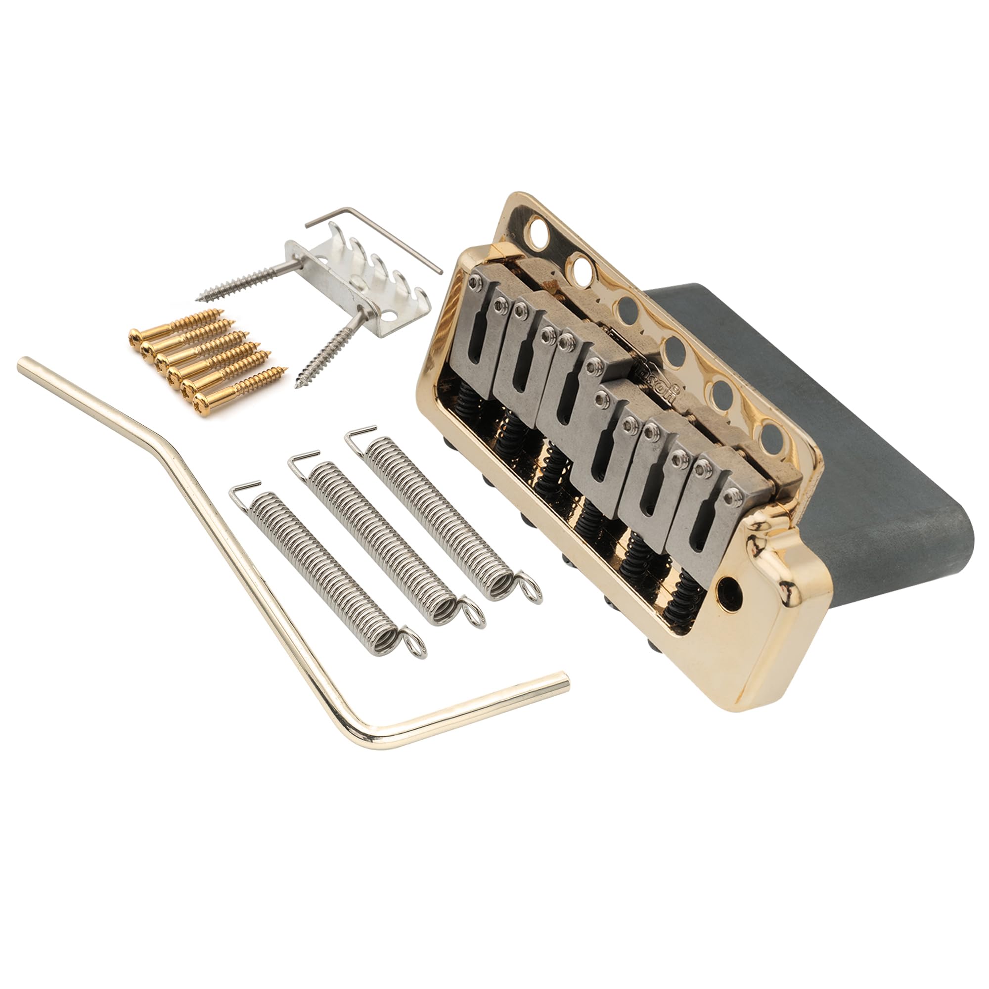 Wilkinson WVPC-SB 54mm Stainless Steel Saddles 6-Hole Guitar Tremolo Bridge with Full Solid Steel Block for Import Strat and Japan Strat, Gold