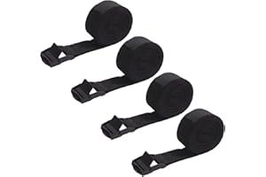 TuTuYa Tie Down Straps, 4PK 5Ft x 0.98In (150x2.5cm) Black Lashing Straps with Buckle Heavy Duty Adjustable Retaining Short Straps Tensioning Belts for Vans, Bicycle, Trailer, Luggage