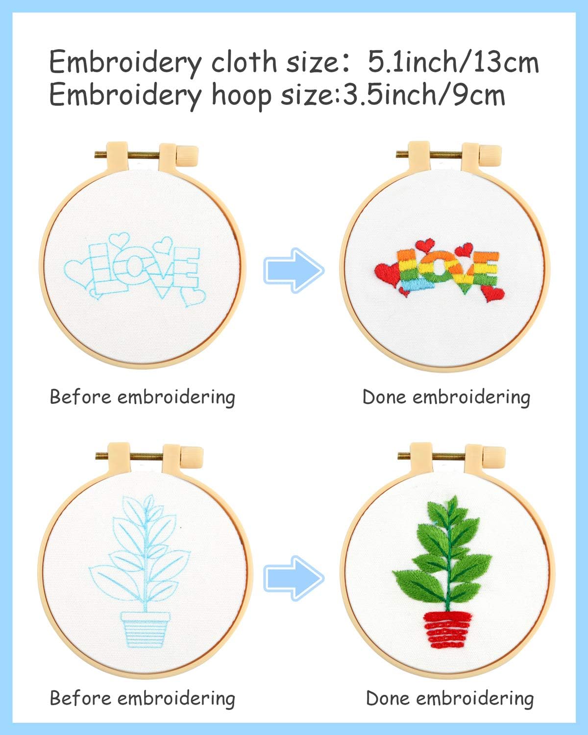 Pllieay 10 PCS Cross Stitch Kits for Beginners Embroidery Beginner Kits for Kids 7-13, Include Instructions - Image 4