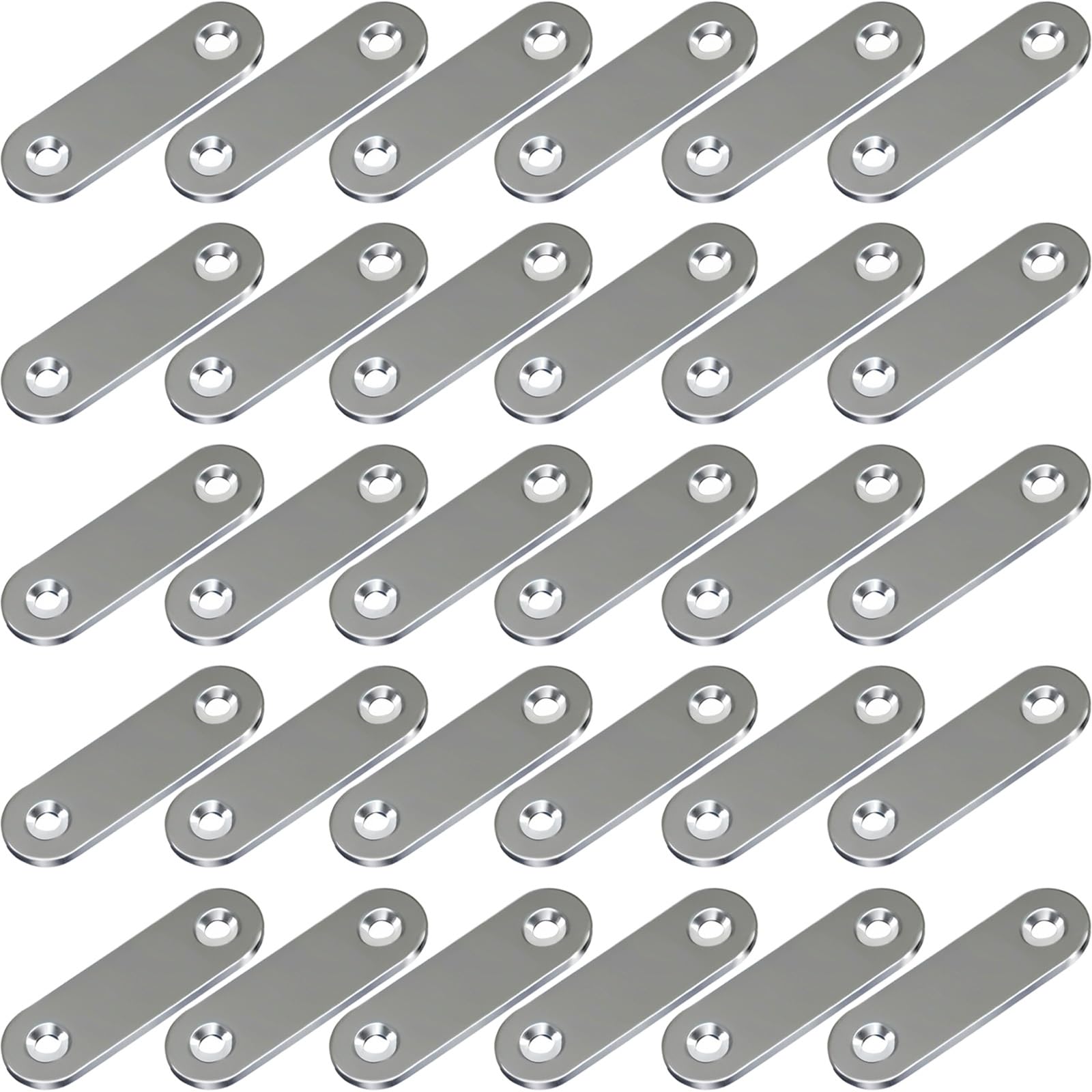 Photo 1 of 30Pcs Flat Plate Straight Brackets, 2 Inch Stainless Steel Flat Brace Mending Plates, Repair Brackets for Wood Furniture with Screws