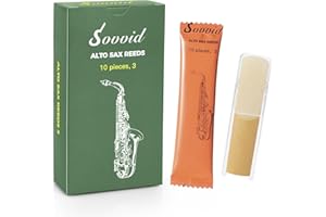 SOVVID Handcrafted Alto Saxophone Reeds 3.0 – Premium Natural Cane, Warm & Rich Tone, Durable & Consistent, Thinner Tip for Easy Play, Individually Packed with Portable Reed Case (Box of 10)