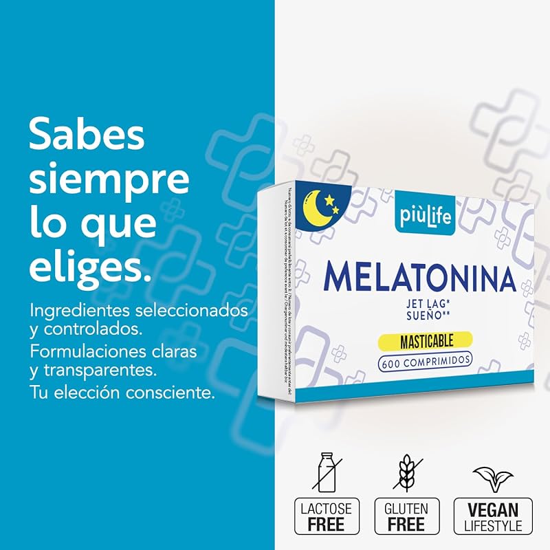 Melatonina Pura 1,9 mg por Dosis PiùLife, 600 Mini Comprimidos
