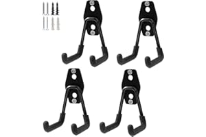 SINCHEEWAY Heavy Duty Garage Storage Utility Hooks, Steel Wall Mount Hooks, Garage Garden Tool Organizer, Hanging Utility Wall Hooks, Steel Garage Garden Hooks, Small U Hooks Tool Storage Organizer (4, Black)