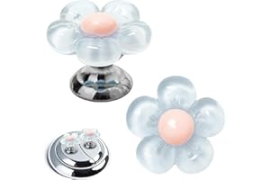 HASSLICKIT Toilet Button Pusher for Nail Protection, Toilet Seat Lifter Accessories, Cute Flower Toilet Tank Button for Long Nail Aid (2PCS Transparent Blue)