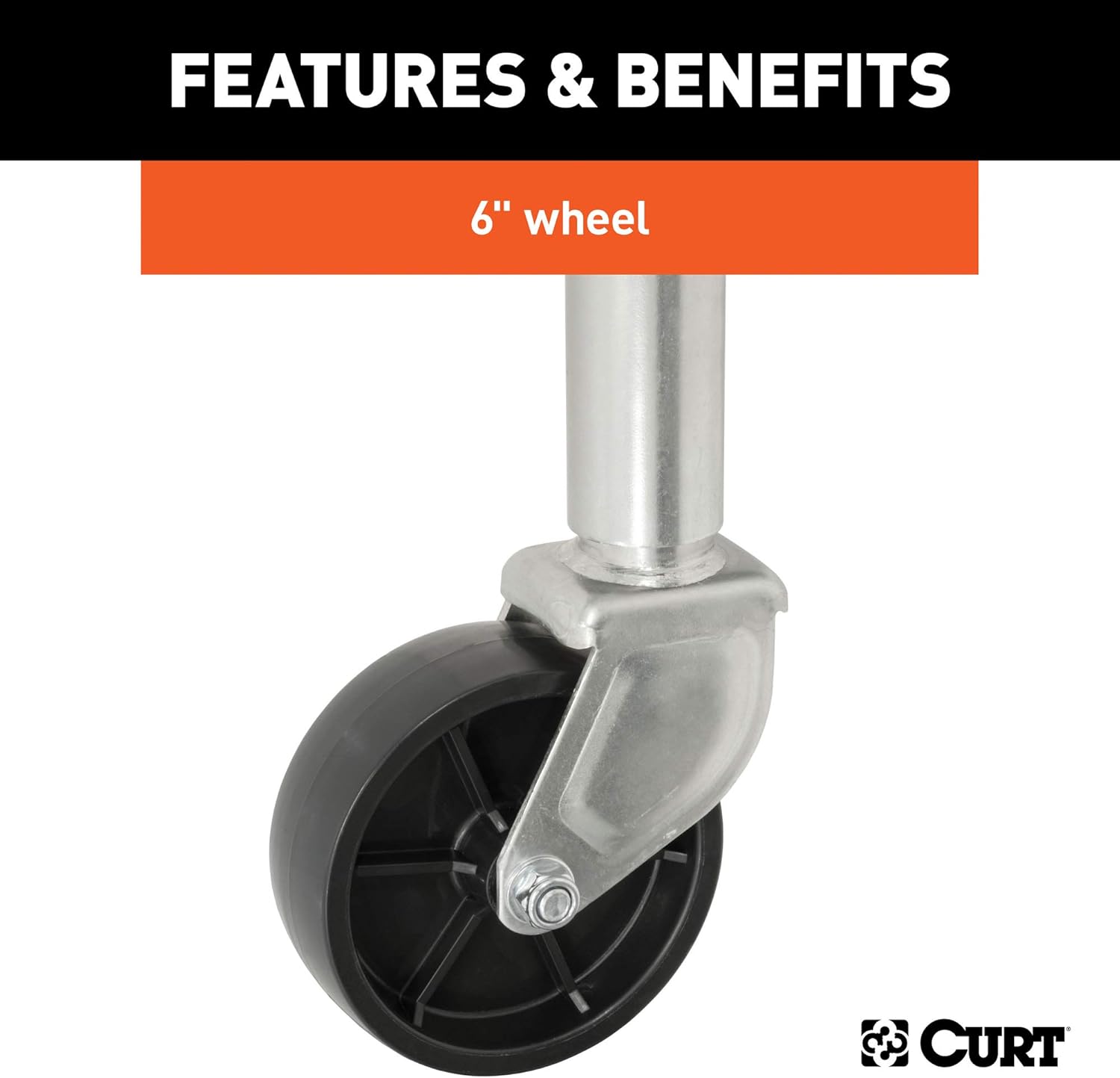 CURT 28112 Marine Boat Trailer Jack with 6-Inch Wheel, 1,200 lbs. 11 Inches Vertical Travel: Automotive