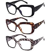 DUMOK Trendy Oversized Reading Glasses for Women Blue Light Blocking Computer Readers Anti Eyestrain