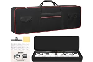MUINS 88 Key Keyboard Case(Inner dimension: (55.1"*17.1"*6.7"),digital piano Keyboard carrying travel case Gig bag,thickened waterproof foldable 600D Oxford cloth,Music Page Holder & Keyboard Stickers