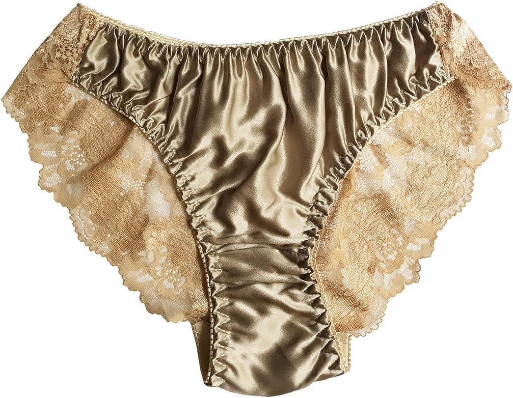 LSHARON SILKLSHARON Women's Sexy Mulberry Silk Briefs Lingerie Lace Thong Underwear Panties