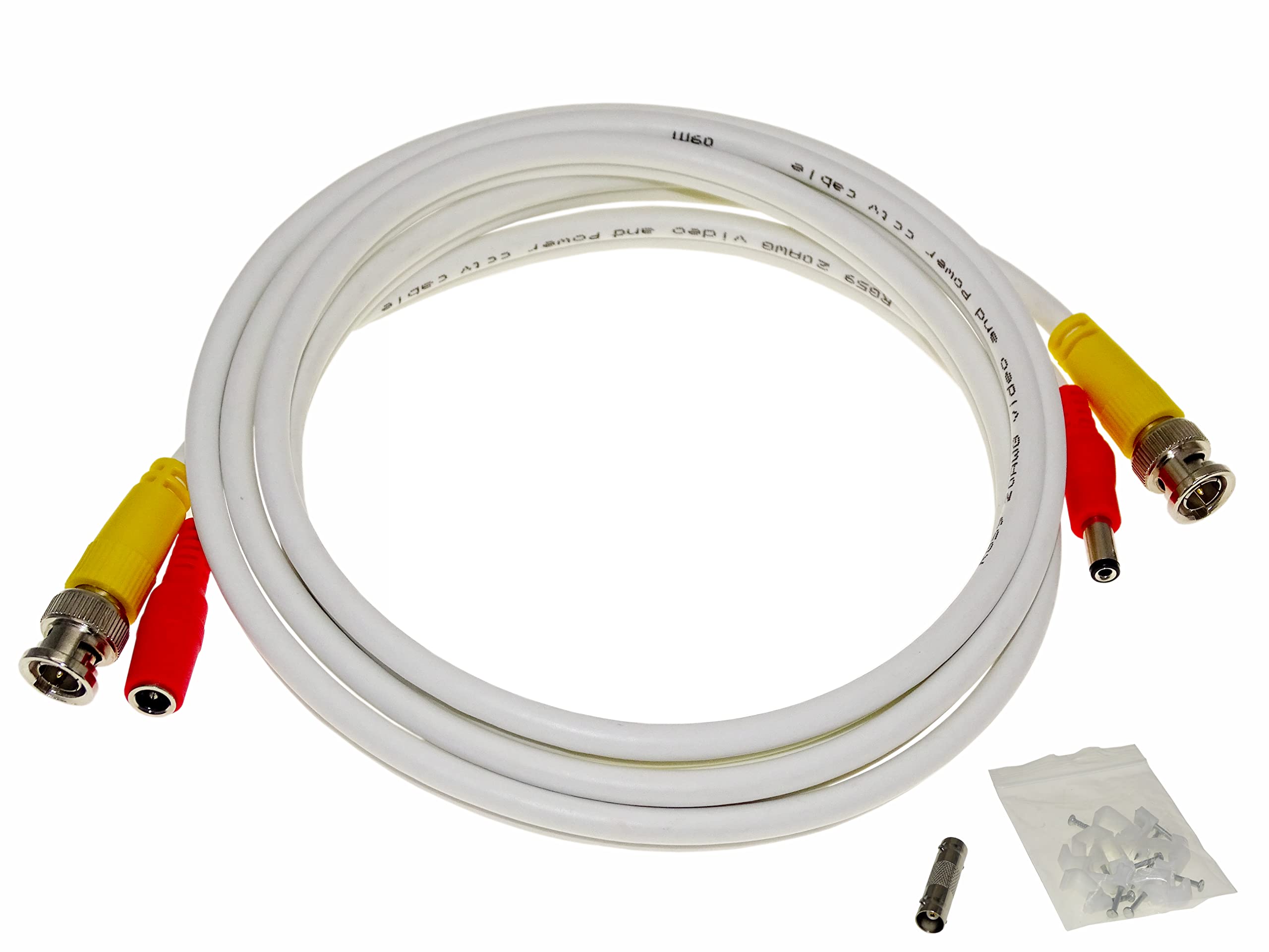 Photo 1 of hosecurity New Pre-Made All-in-One Siamese RG59 BNC Video and Power CCTV Security Camera Cable for HD AHD DVR SDI Camera Connection (RG 59 HD Cable, 1X6.6ft) (White)