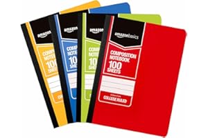 �鶹�� Basics College Ruled Composition Notebook, 100 Sheet, Assorted Solid Colors, 4-Pack