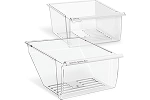PARTSBROZ WP2188656 Upper & WP2188664 Lower Crisper Bins for Refrigerator Drawers for Whirlpool Fridge Drawer Replacement Kenmore Refrigerator Parts Maytag Vegetable Humidity Control Bottom Bin 2188656 2188664