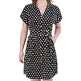 French Connection Women's Satin Belted Shirt Dress – Knee Length, Short Sleeve, Button-Down - Casual Style for Everyday Wear
