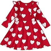 GLIGLITTR Little Girls Valentine Dress Toddler Girls Long Sleeve Dresses Love Heart Outfits Princess Ruffle Twirly Skirt