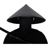 xihexi Black Handmade Bamboo Hat Samurai Cosplay Hat (17" x 7")