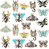 PH PandaHall 20Pcs 10 Styles Insect Pendants Butterfly Charms Scorpion Beetle Bees Pendants with Flower Enamel Metal Gold for Key Chains DIY Bracelet Necklace Earring Jewelry Making Craft